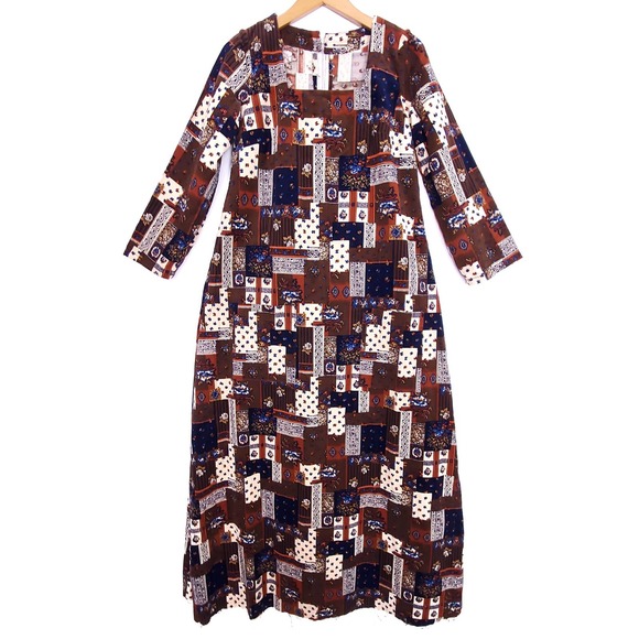 Vintage | 70s Bohemian Patchwork Dress L-XL